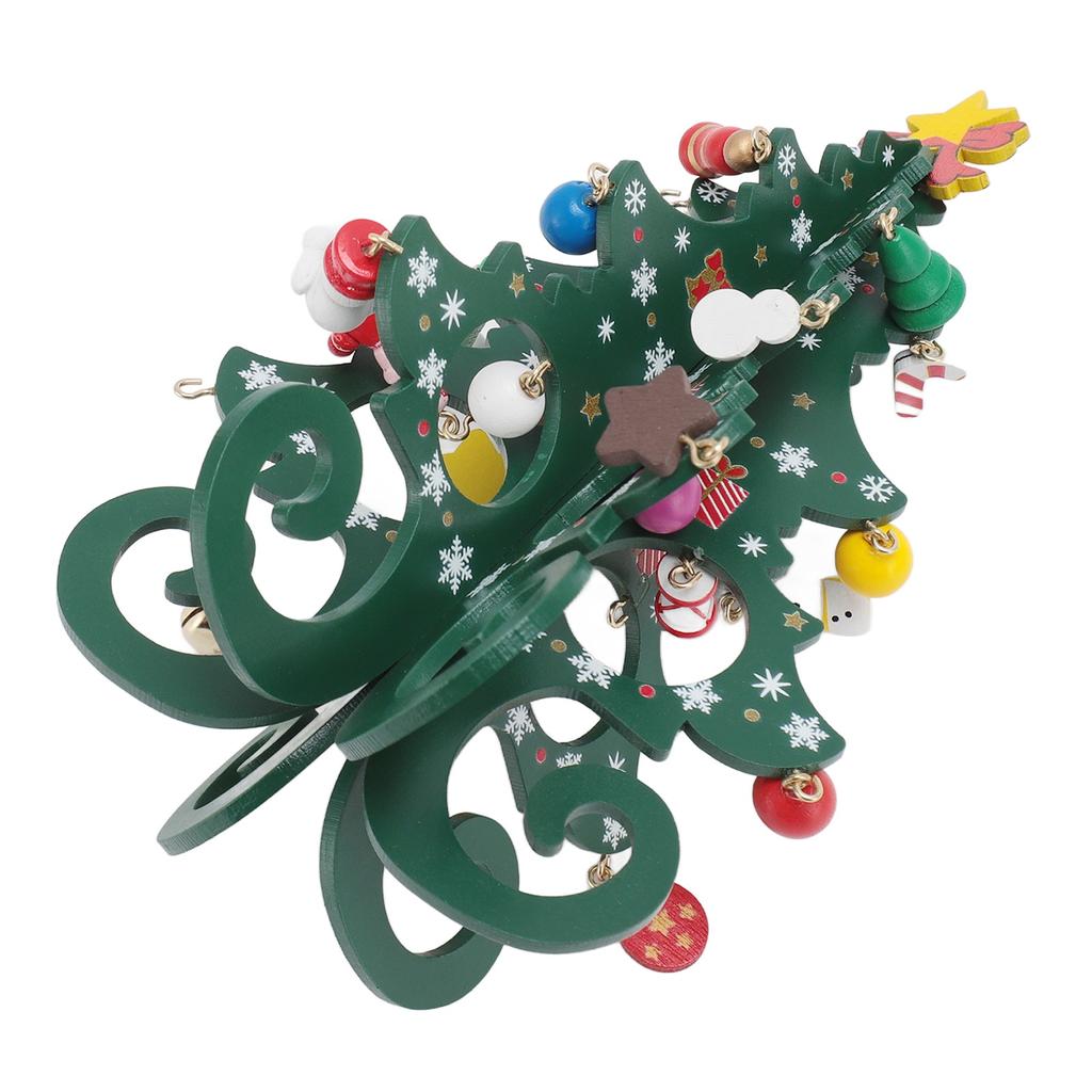 Mini Albero di Natale Decorazione Legno Divertente Artigianato Albero di Natale da Tavolo con Ornamenti per Soggiorno