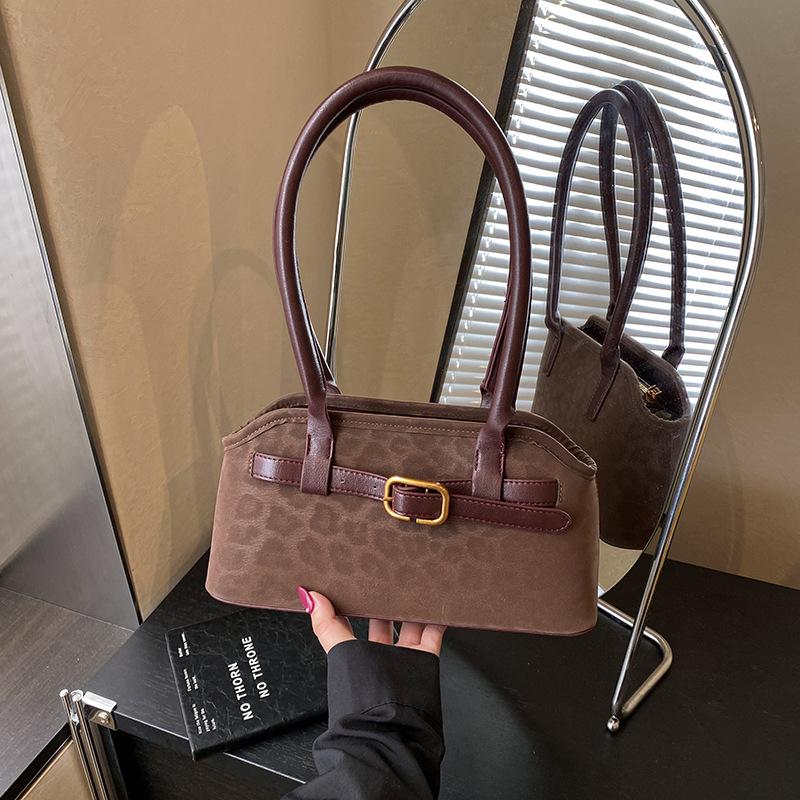 Leopard Print Underarm Bag Women's 2025 New Trendy Autumn and Winter Fashion Versatile Shoulder Bag High-end Messenger Baguette Bag