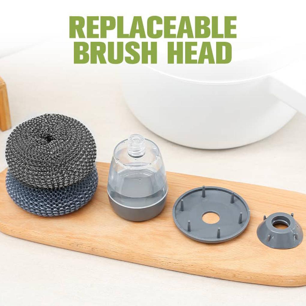 Cleaning Supplies Multifunctional Kitchen Soap Dispenser Replaceable Head Washing Liquid Storage Tank Steel Wire for Pots Pans