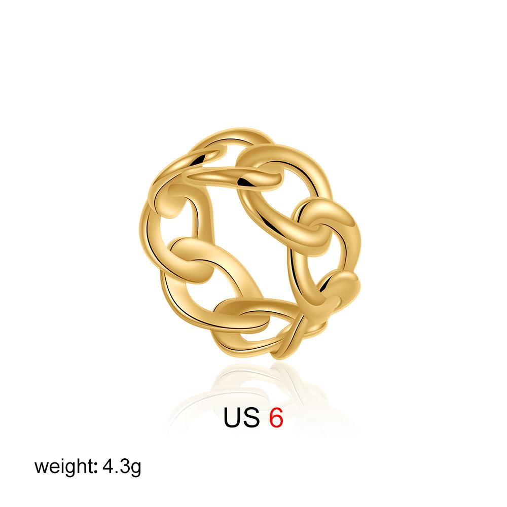 Retro Stainless Steel Flower Woven Geometric Ring with Wide Edges Double Layered Texture Simple and High-End Feeling Layered