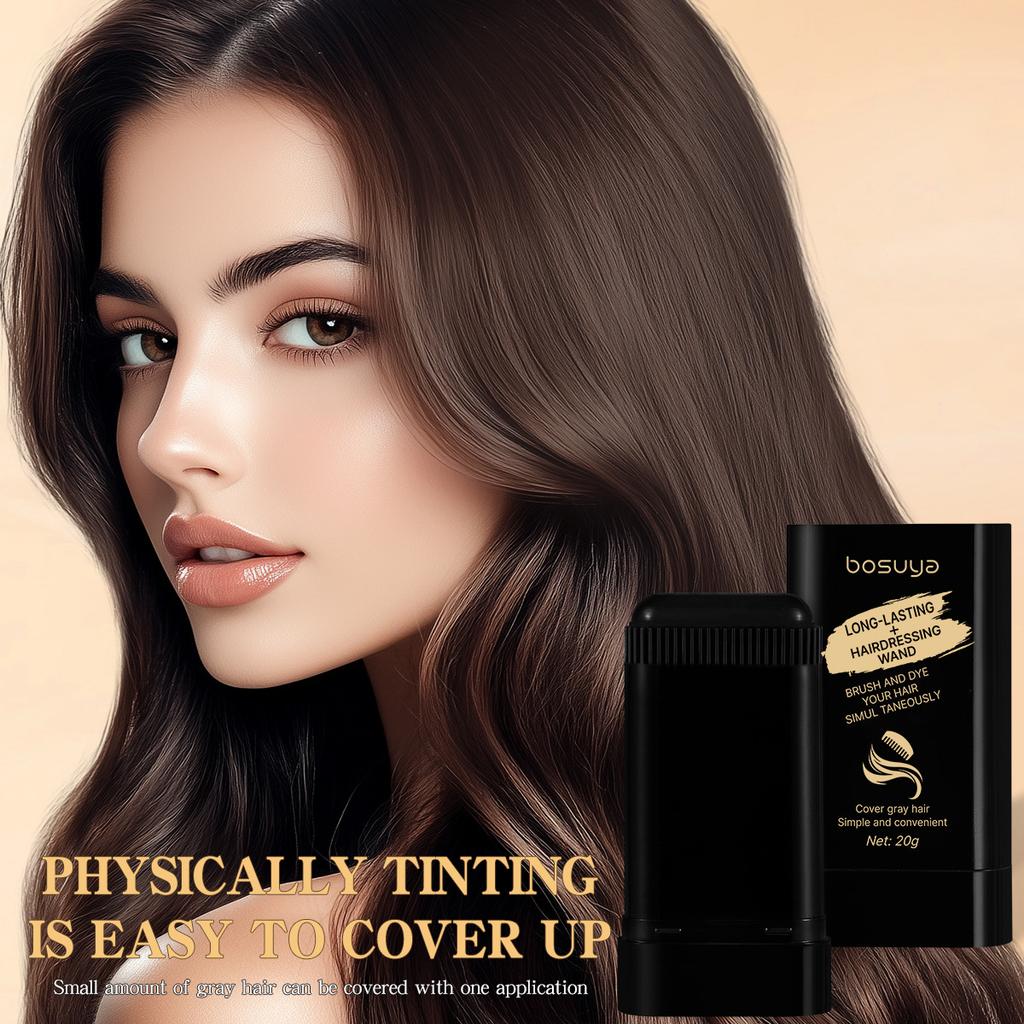 Bosuya Hair Color Stick, One Touch Gray Hair Coverage, Portable Black Hair Dye Cream Stick