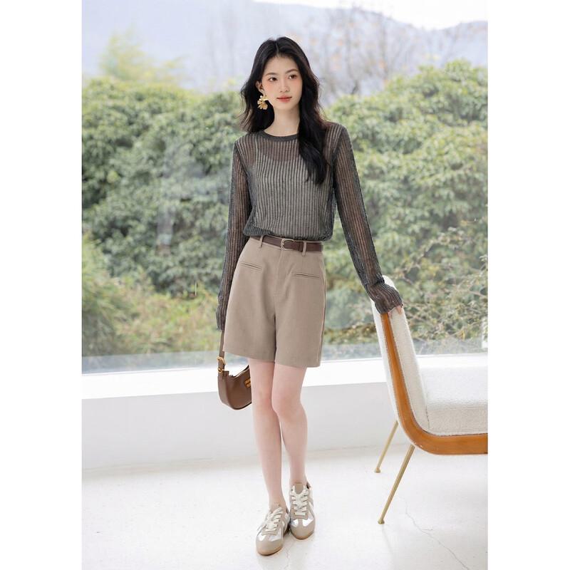 Mocana Women's Textured Hollow-Out Long Sleeve Knit Blouse