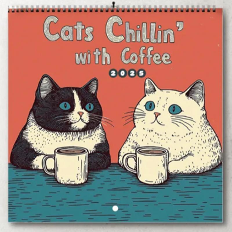 2025 Calendar Cat Design Hangable Calendar 12-Month 2025 Monthly Weekly Planner Calendar Wall Calendar for Bedroom Study Room