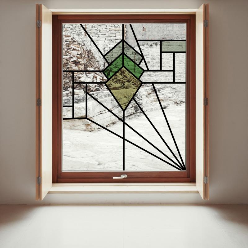 Prairie Style Stained Glass Window Film  Static Cling Transparent Glass Sticker for Office Door Anticollision Privacy Home Decor (as the picture,40x50cm)