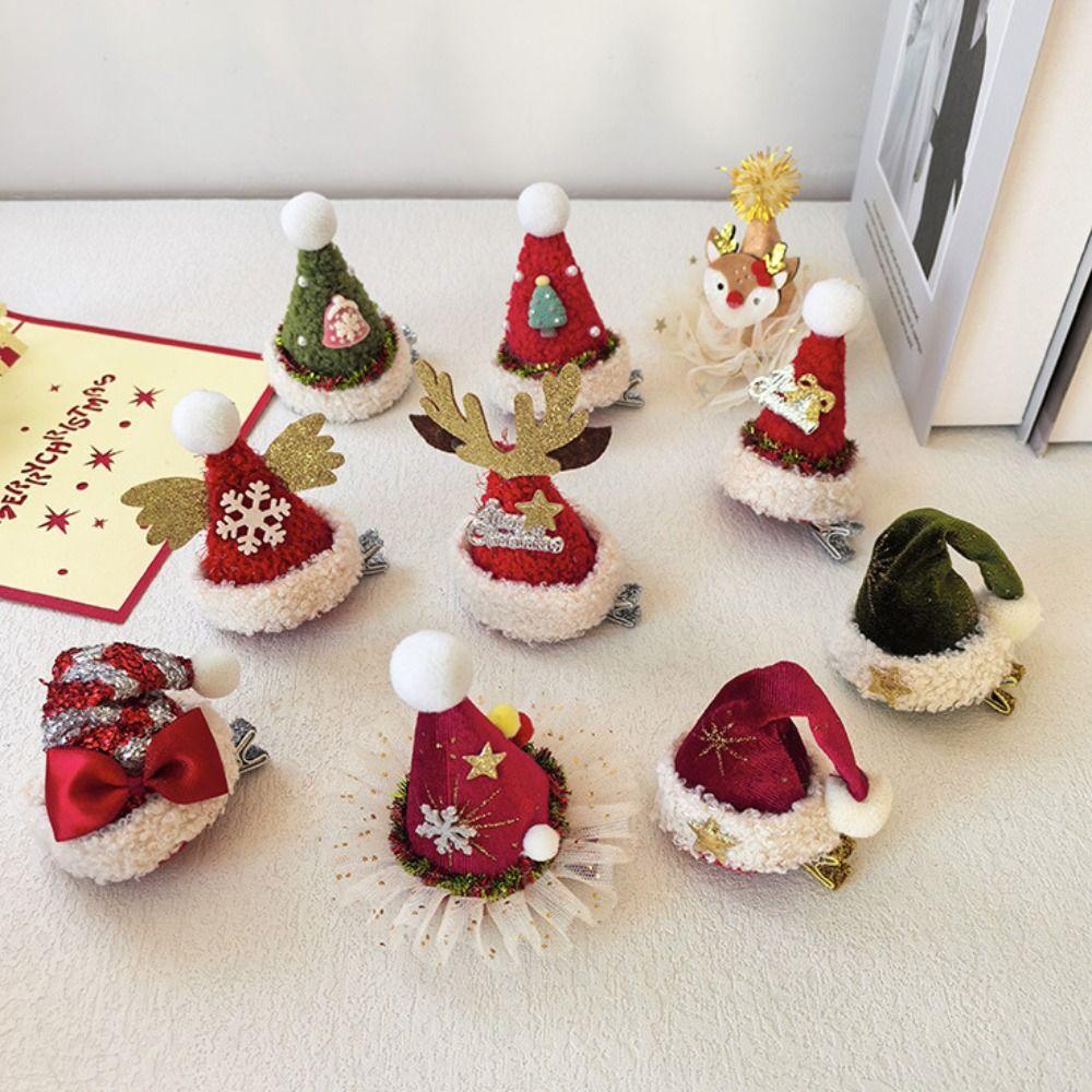 Bowknot Children Deer Antler Hair Clip Sequin Christmas Hat Headband Christmas Hat Hairpin  Girls