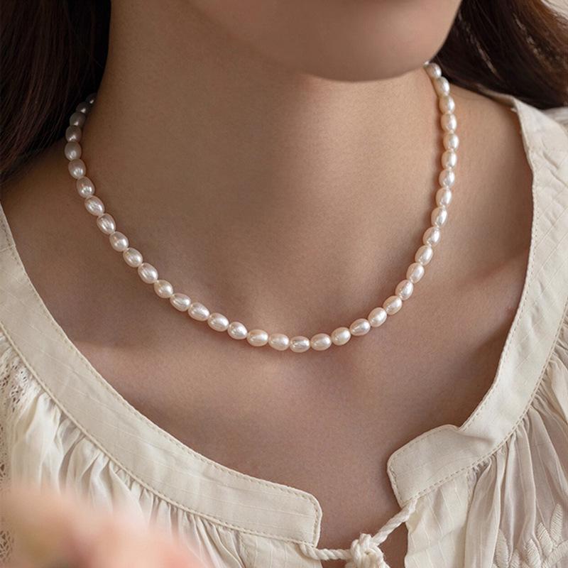 

Aurora Freshwater Pearl Choker - Nucleus-Free Rice-Shaped Pearl Necklace 5.5mm-6.5mm (Aurora Rice-Shaped)