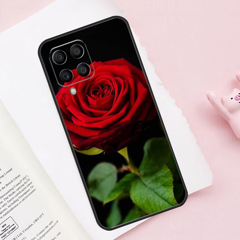 Red Rose Flower Case For Samsung Galaxy M51 M55 M35 M15 M56 M36 M16 M06 M13 M33 M53 M12 M32 M52 M14 M34 M54