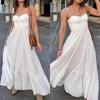 Solid Color High Waist Suspender Dress