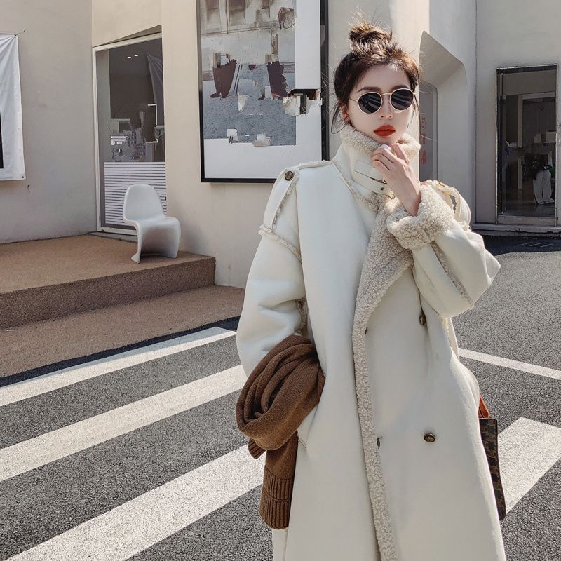 Winter new imitation lamb wool coat women's medium and long high-end loose thickened fur integrated coat