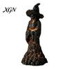 Spooky Witch Table Centerpiece Skull Figurine, Resin Skeleton Ornament, Gothic Creepy Halloween Decoration Statue for Tabletop Mantel Fine Carved