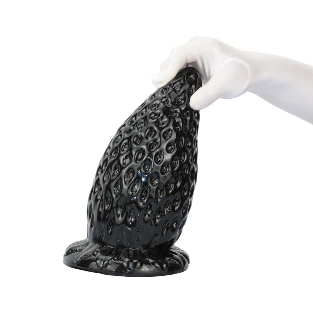 Black 11cm Extra-Large Strawberry Anal Plug, Extra-Thick Male Toy