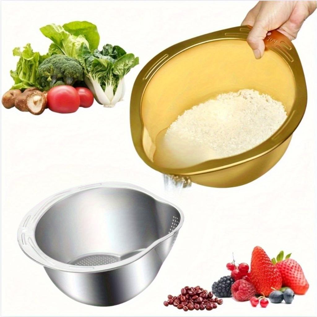 Heavy-Duty Stainless Steel Fine Mesh Strainer & Colander - Rustproof Kitchen Sieve Dishwasher Safe, Efficient Draining & Sifting, Rice Washer Strainer