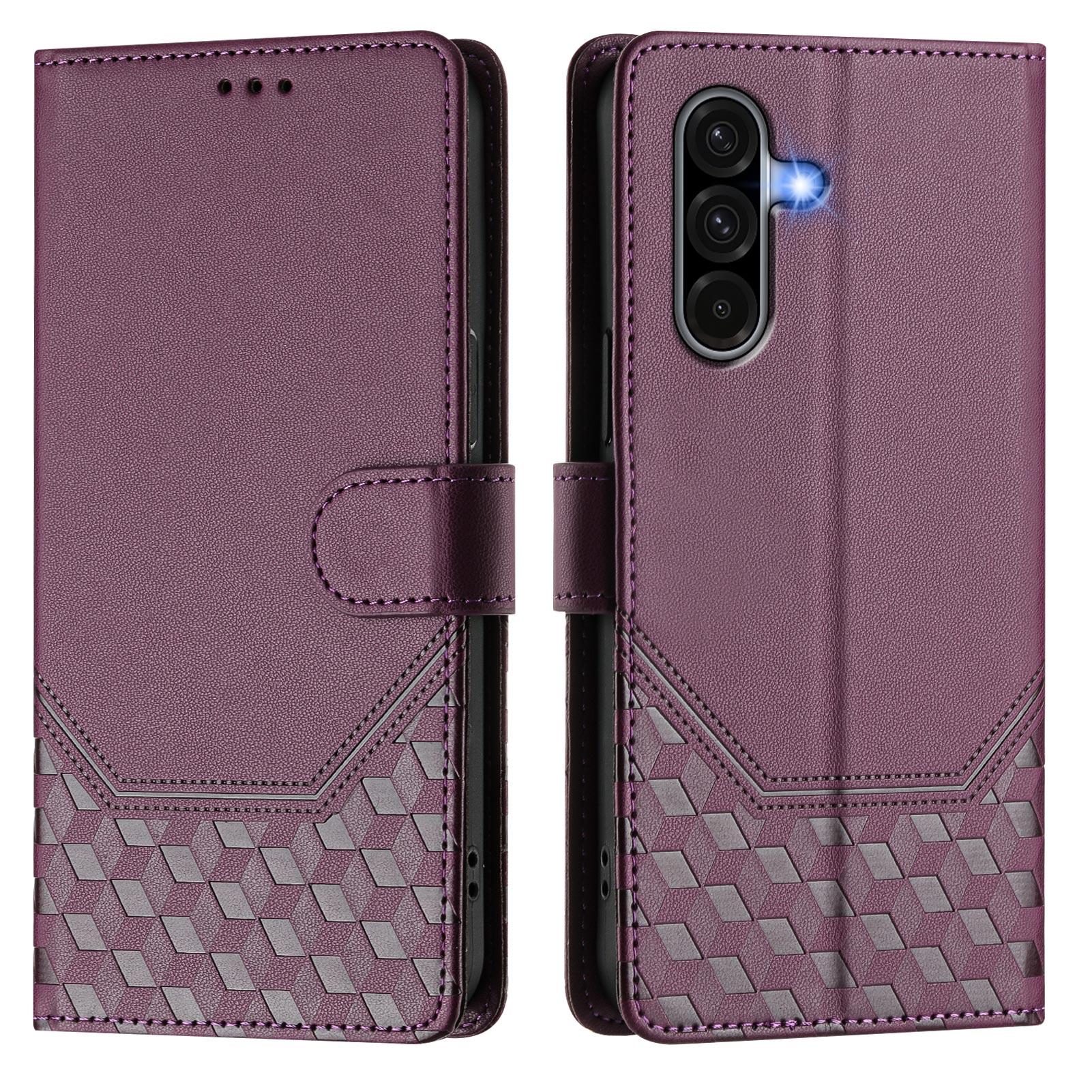 

Кожаный чехол-кошелек, прочный кожаный держатель для карт с блокировкой RFID, противоударный защитный чехол-книжка с подставкой для Samsung Galaxy A26 A25E A56 A36 A16 A06 Samsung A26 5G темно-фиолетового