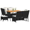 5 Piece Garden Sofa Set with Cushions Black Poly Rattan