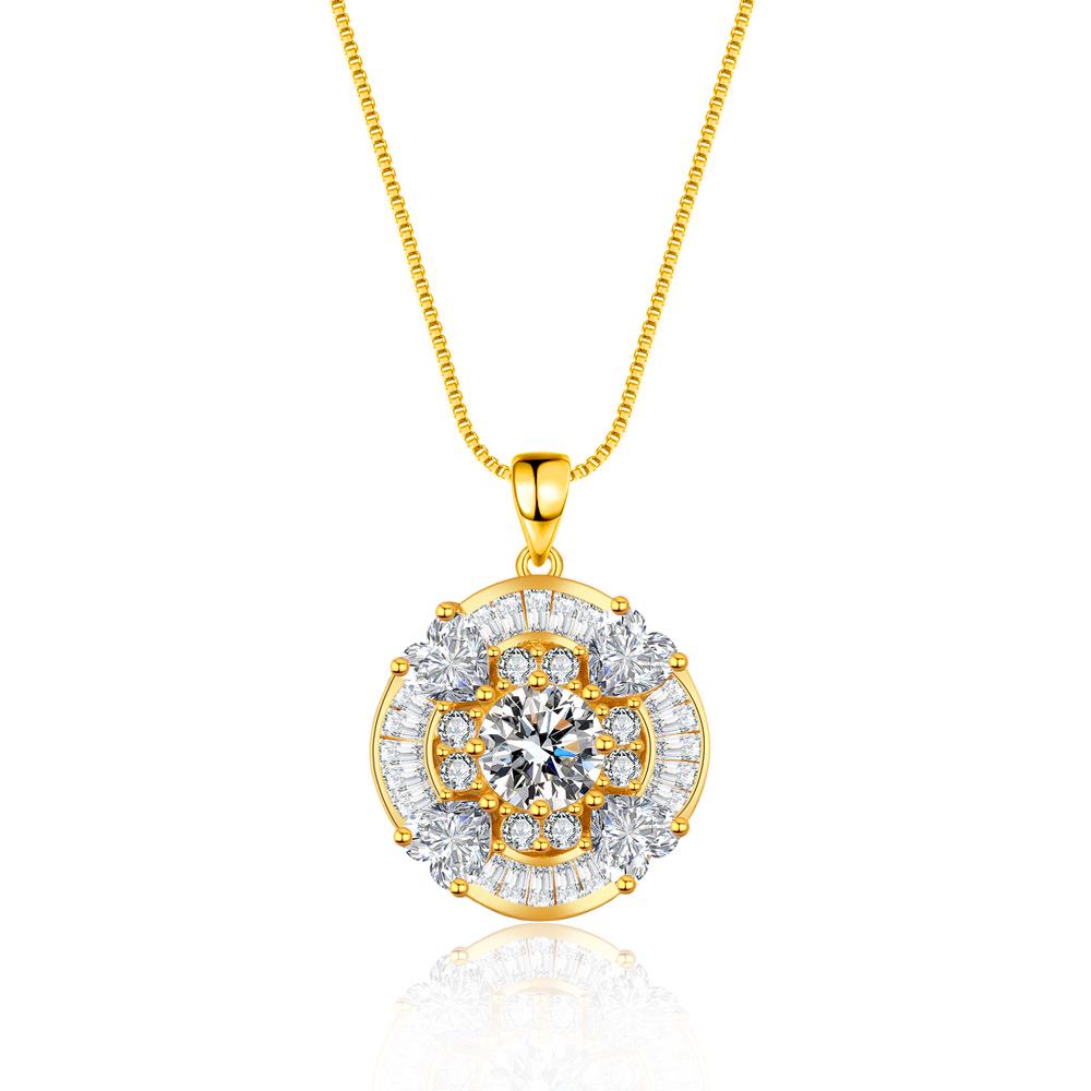 Luxury Women's Moissanite Pendant Necklace In Gold-Plated 925 Sterling Silver