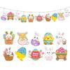 10pcs Easters Eggs Bunnys Hanging Pendants Holiday Decoration Paper Hangings Stylish Photo Shoot Props for Children