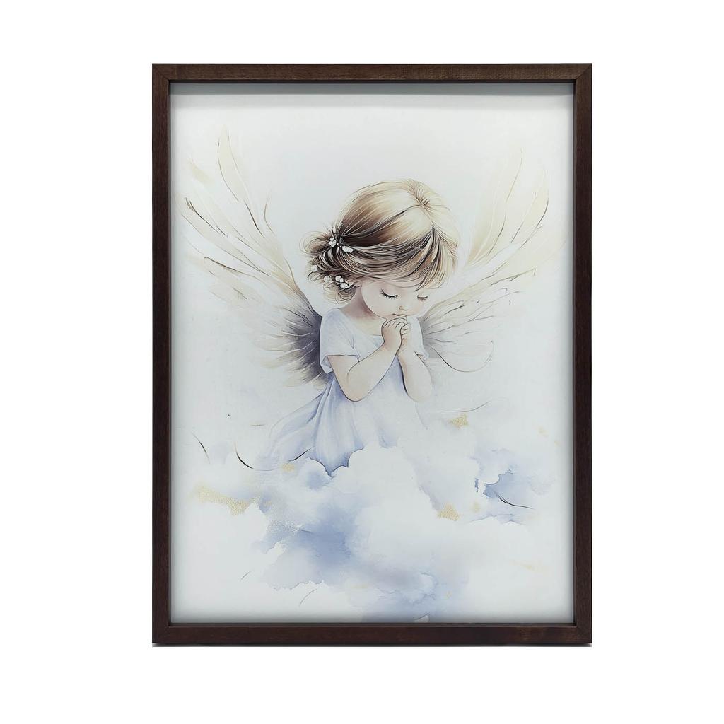 Plakat Anielskie Modlitwy Dziewczynki Plakat Anielskie Modlitwy Dziewczynki, 50X70 Cm, Rama Drewniana Ciemny Brąz, Papier Matowy 230 Gsm