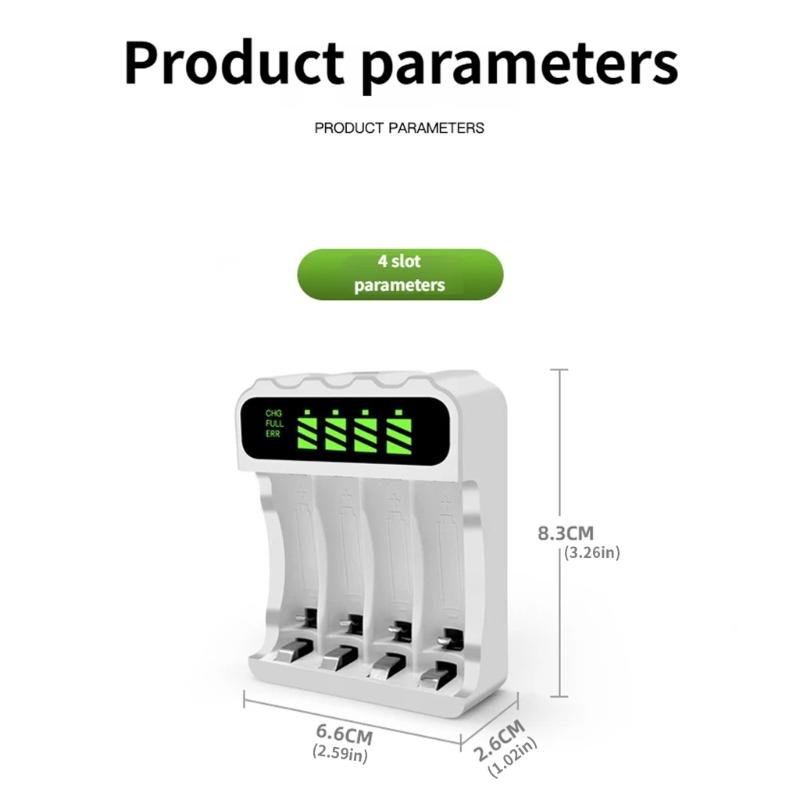 NiMH Battery Charging with 8 Slots for 2A and 3A Batteries Featuring LED Indicators and Safe Charging Technology