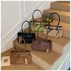 Pu Leather Tote Bag For Women With Splicing Design And Internal Pouch For Daily Commute