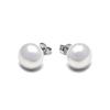 Boucles d'oreilles Luxenter en argent 925 avec perle blanche finition en rhodiée - Diamètre 12 mm - Nandi