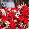 Decorative Plastic Flowers for Table Centerpieces 23Pcs Artificial Poinsettia Flowers, Lifelike Flower Arrangement Home Office Wedding Indoor