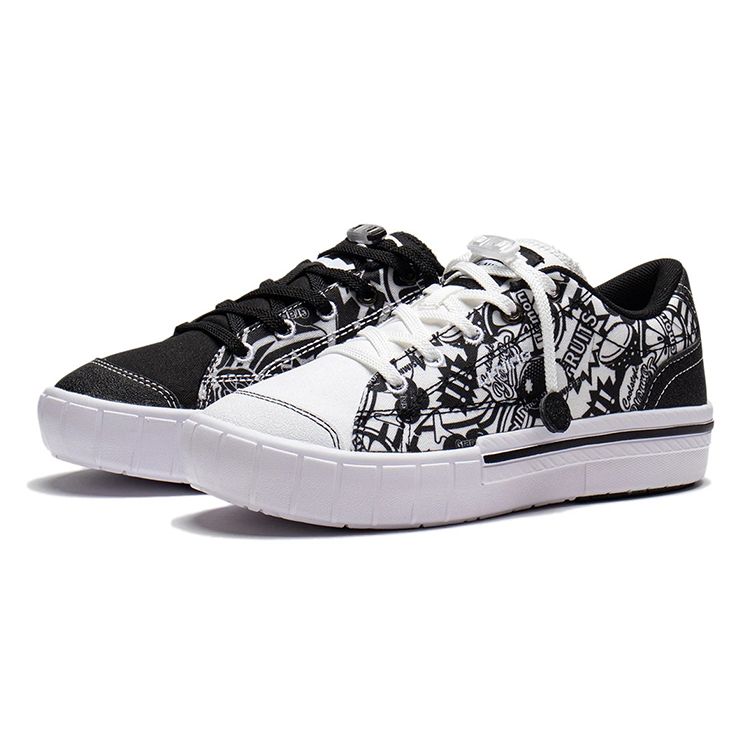 LiNing Youth  Smoke Scene Sports Casual Wear Durable Lightweight Breathable Low-Top Skate Shoes Kids Sneakers Black White YKCS048-5