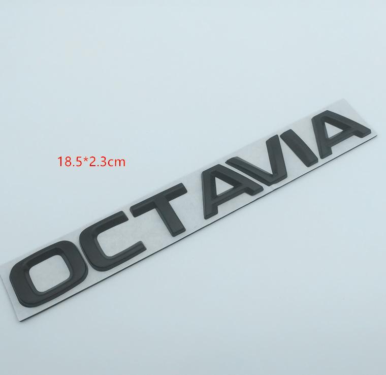 AFQ3  1pcs 3D Metal Octavia High Quality Silver/black Car Letter Emblem Rear Tail Trunk Decals Badge Sticker Decal Styling For Skoda