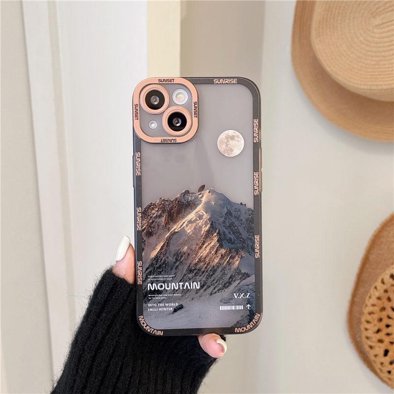 Vintage Snow Mountain Sunset Phone Case For Iphone 13 Pro Max 12 11 Xs Max X Xr 7 8 Plus 13 12 Pro Clear Camera Protection Cover