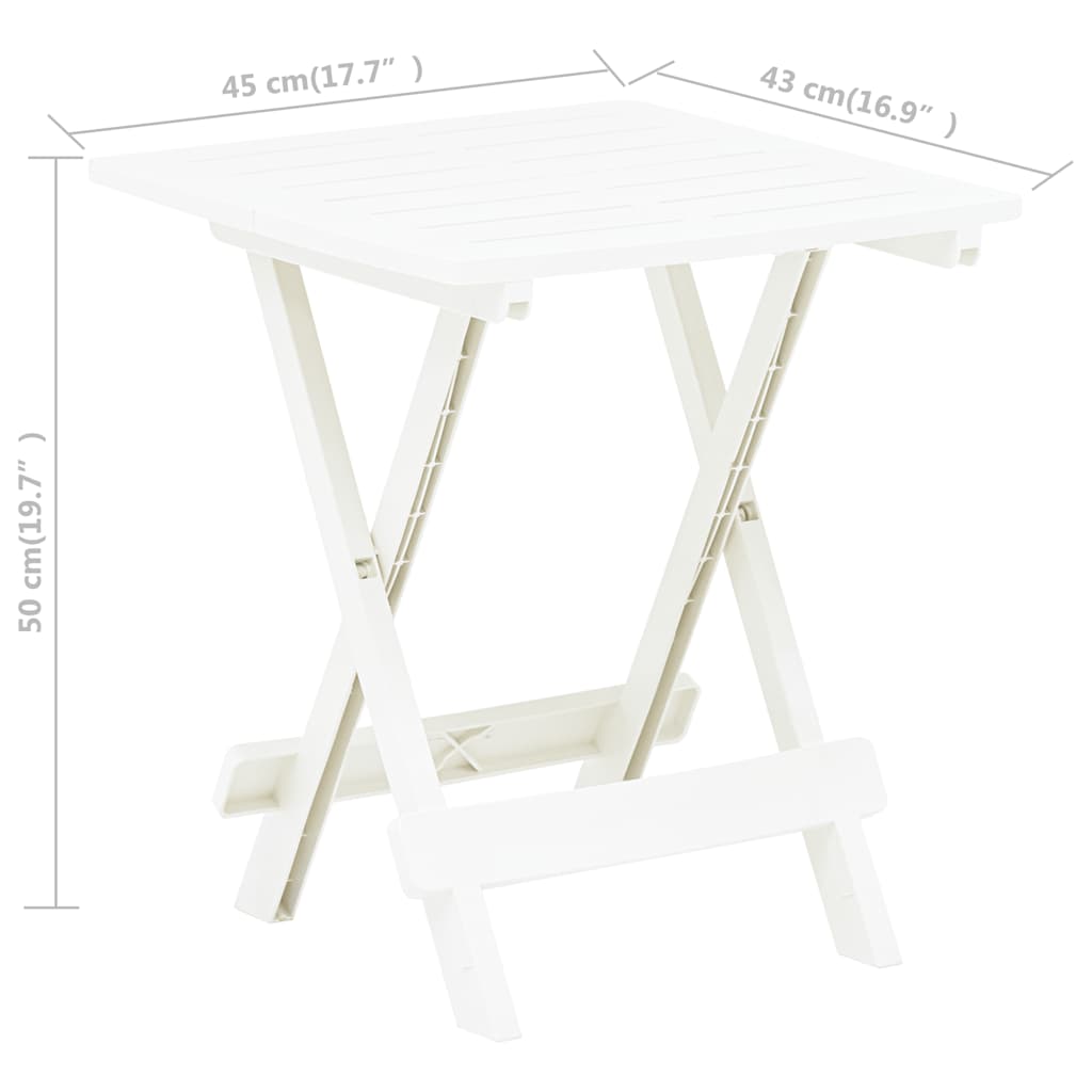 Foldable Garden Table White 45 X 43 X 50 Cm Plastic
