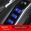 Toyota Highlander Interior Button Stickers for Start, Gear Shift, Steering Wheel, and Window Lift.