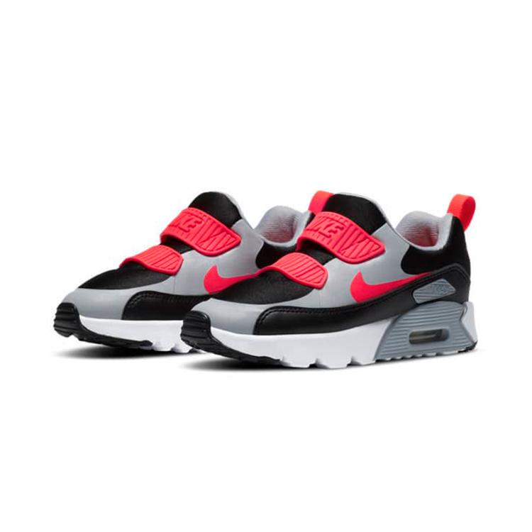 Nike Air Max 90 Round Tip Low top Kids' Running Shoes Gray Black Red Children Aged 3 7 Years Old 881927-024