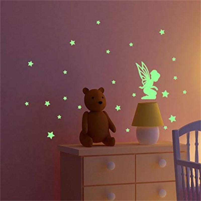 Cartoon Luminous Animal Switch Sticker Glow In The Dark Wall Stickers for Kids Room Home Decor Cat Fairy Moon Star Decals