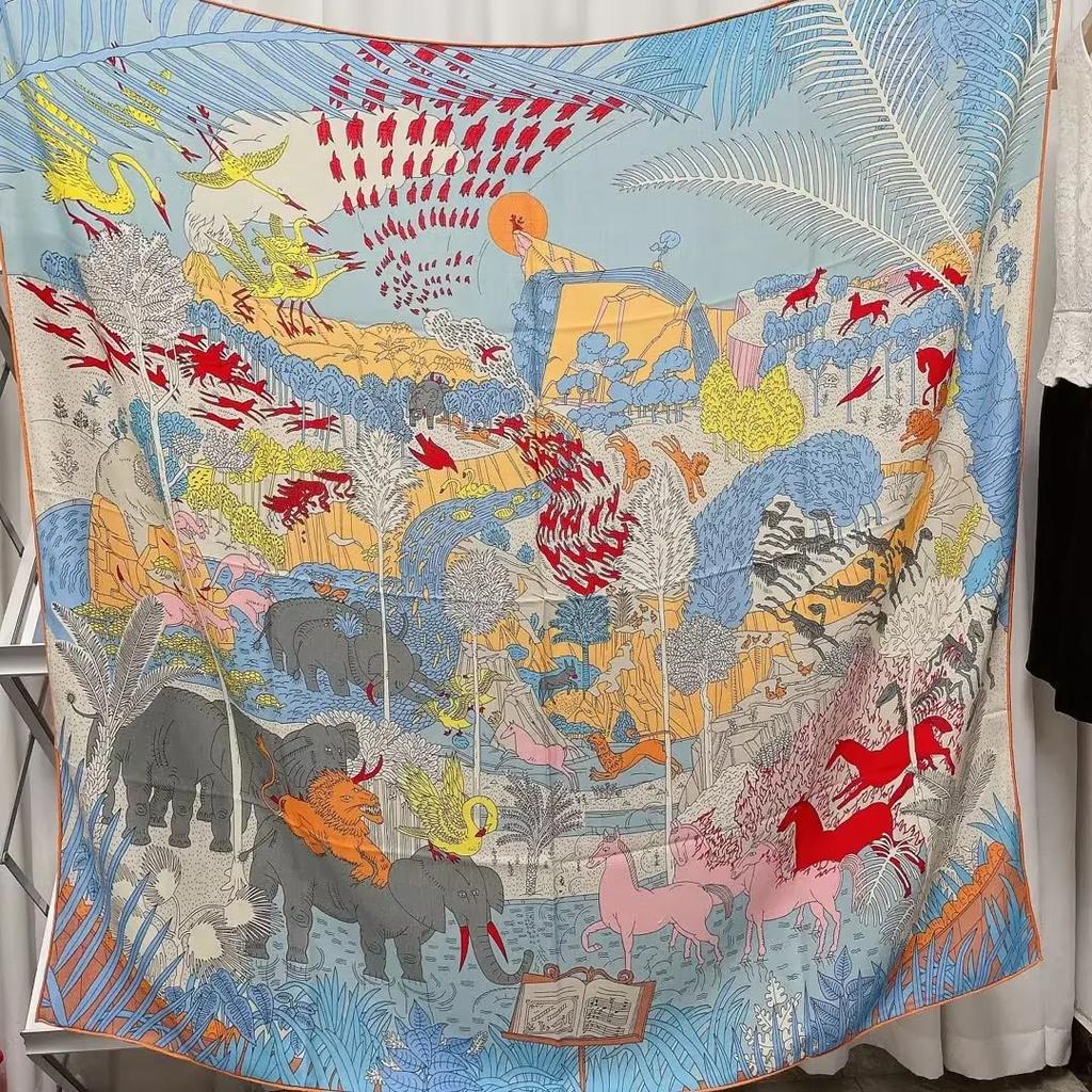 130 CM Silk Wool Scarf Women's Large Square Scarf Silk Scarf New Cashmere Versatile Shawl Thin