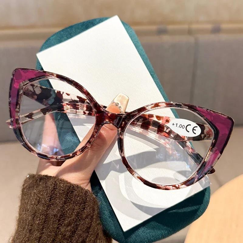 New Trendy Cat Eye Reading Glasses for Women Anti Blue Light Far Sight Eyewear High Quality Luxury Designer Glasses Diopter +2.0