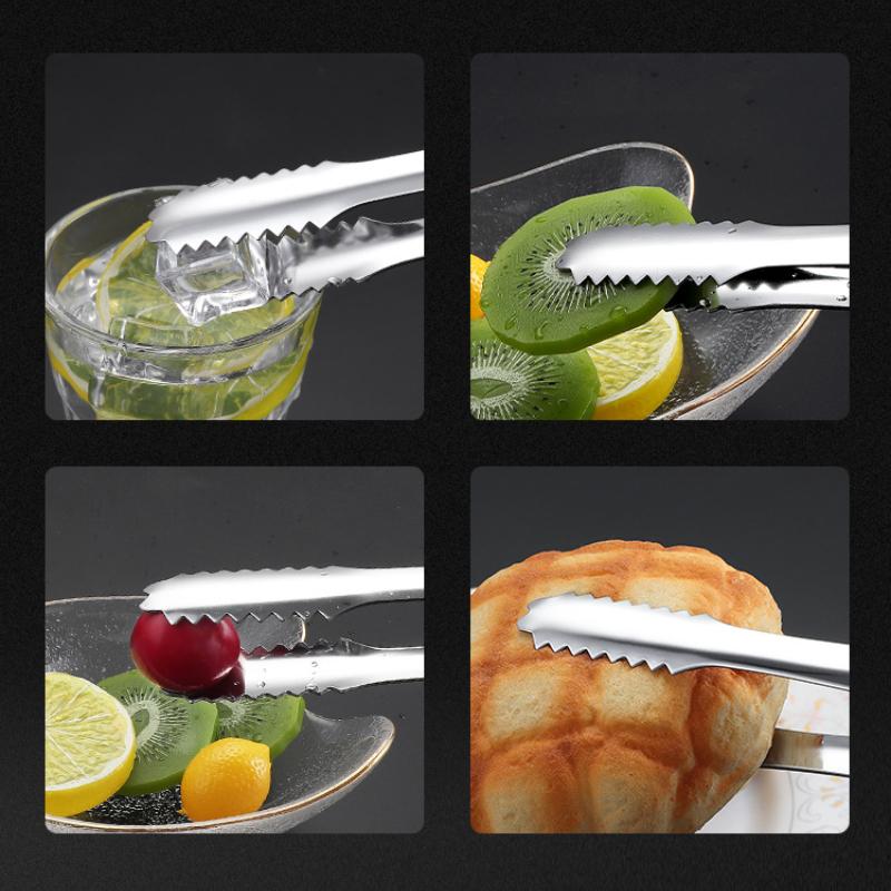 Stainless Steel Food Clip Ice Non-Slip Clips Food Candy Bar Ice Cube Tongs BBQ Baking Bar Tools Household Non-Stick Clip 1pcs