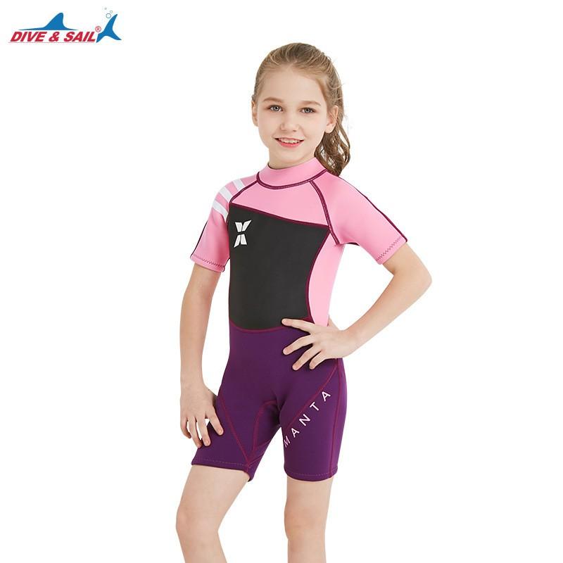 Traje de neopreno para niños de 2,5 mm, para snorkel, natación, surf, kayak, protección UV, traje completo cálido para niñas