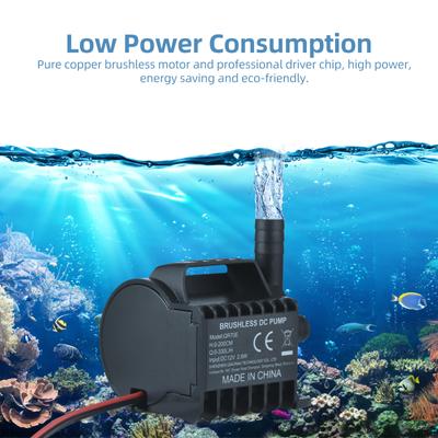 Pompă submersibilă de apă de 12 V Pompă electrică de fântână mică 330 L/H cu ridicare maximă de 6,5 ft, sârmă de 1,6 ft și