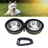 Stainless Steel Portable PET Bowl Set Green and Khaki Travel PET Feeder  PET Feeding