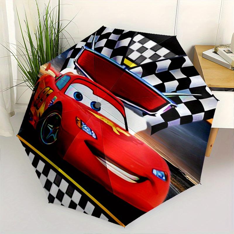 

Lightning McQueen,Checkered Flag Automatic Folding Umbrella - Simple 8-Rib Design, Bright Cartoon Pattern, Durable Iron Frame, Suitable For