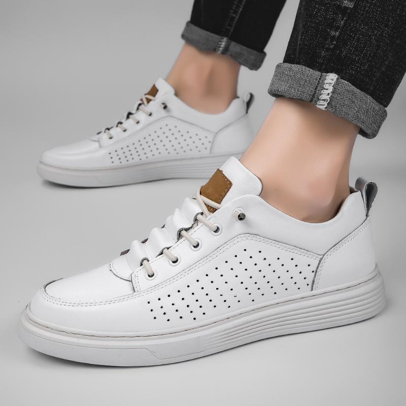 Genuine Leather Men Casual Shoes Lace Up Skateboard Mens Oxfords Moccasins Breathable Male Driving Shoes Daily Minimalist Flats