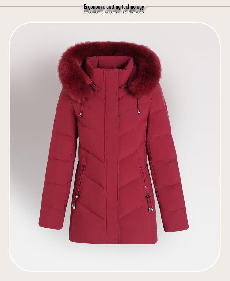 Mom's Fashionable Mid-Length Winter Coat - Age-Reducing Cotton Padded Jacket for Middle-Aged & Elderly Women