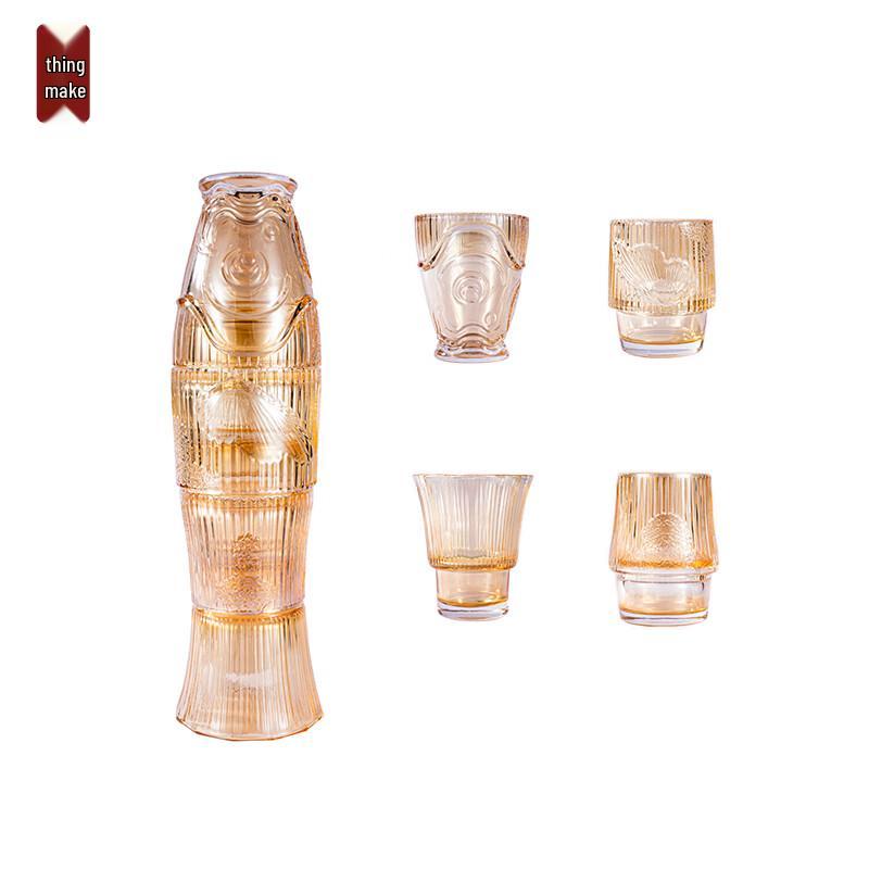 Wuzuo Golden Carp Glass Water Cup Set