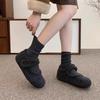 inner height increase thick sole women's velvet gray Mary Jane fluffy shoes women wear woolen cotton shoes in winter