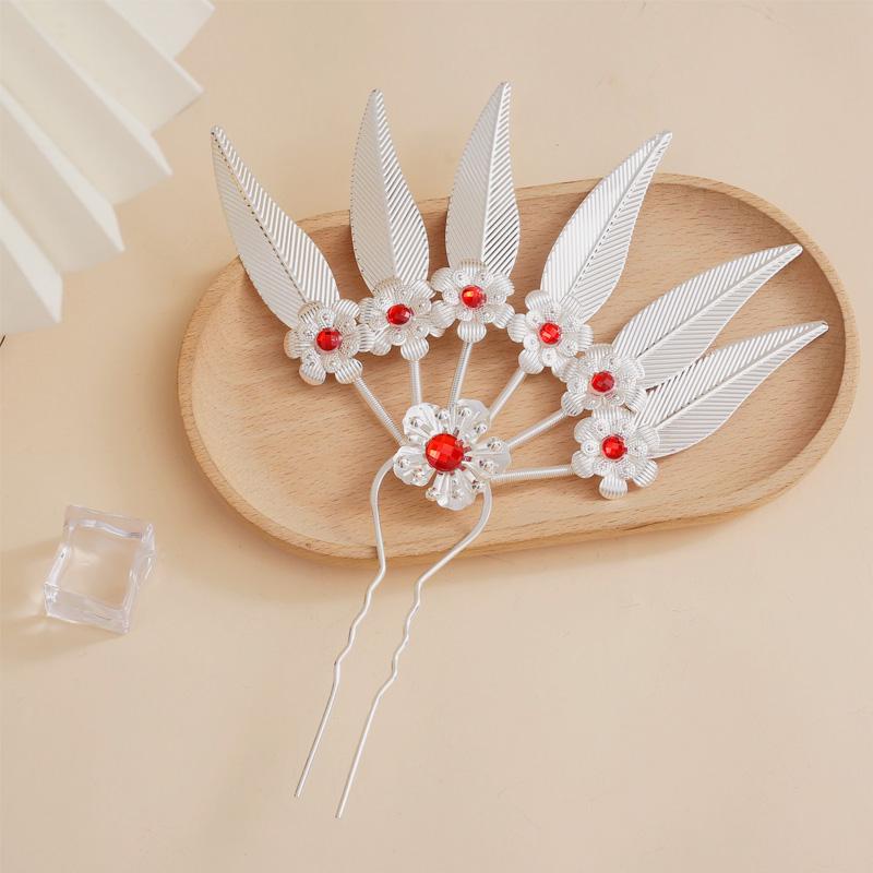 1PC Jewelry Ornaments Ethnic Rhinestone Hair Accessories Flower & Leaf for Women Headdress Hairpin
