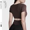 Non-Exchangeable Non-Returnable] Beauty Back Yoga Clothes Short Sleeve Tops Slim-Fit with Brassiere Pad Sports T-Shirt Pilates Workout Clothes
