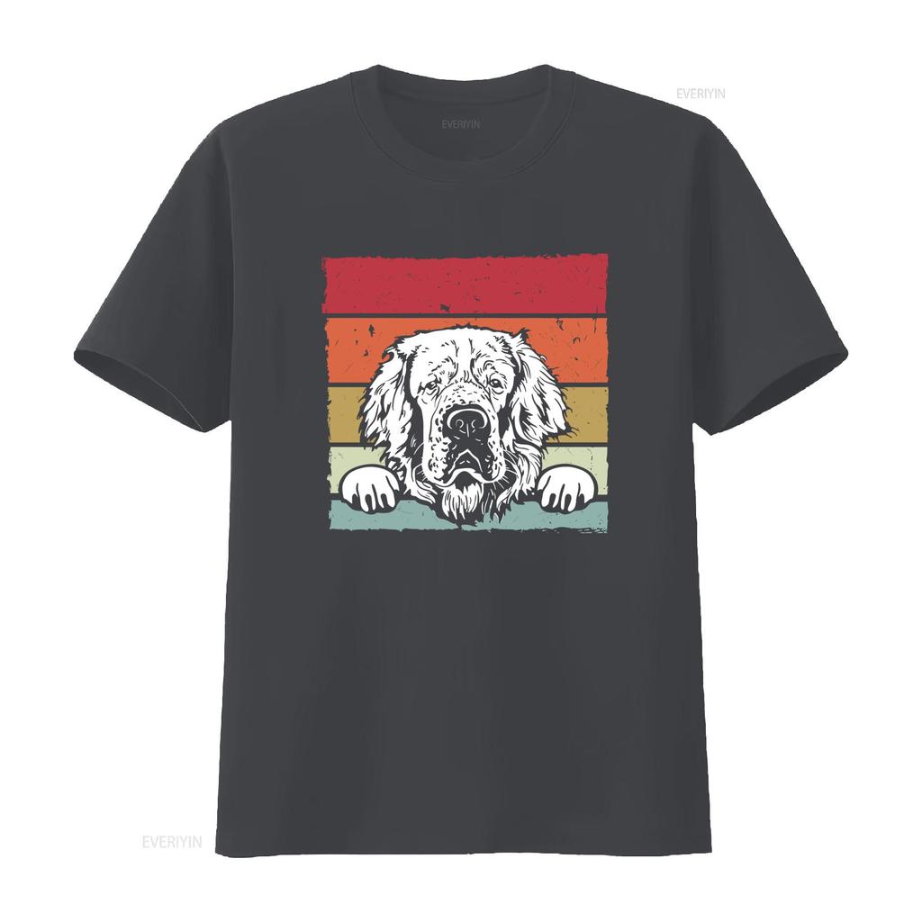 Dog Retro Clumber Spaniel Print T Shirt for Fashion Casual vintage Washed Soft Top For Everyday Wear Stretched Unisex fashion