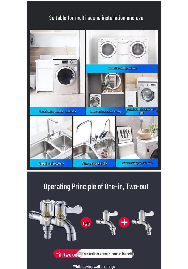 Dual-Outlet 3-Way Household Washing Machine Faucet