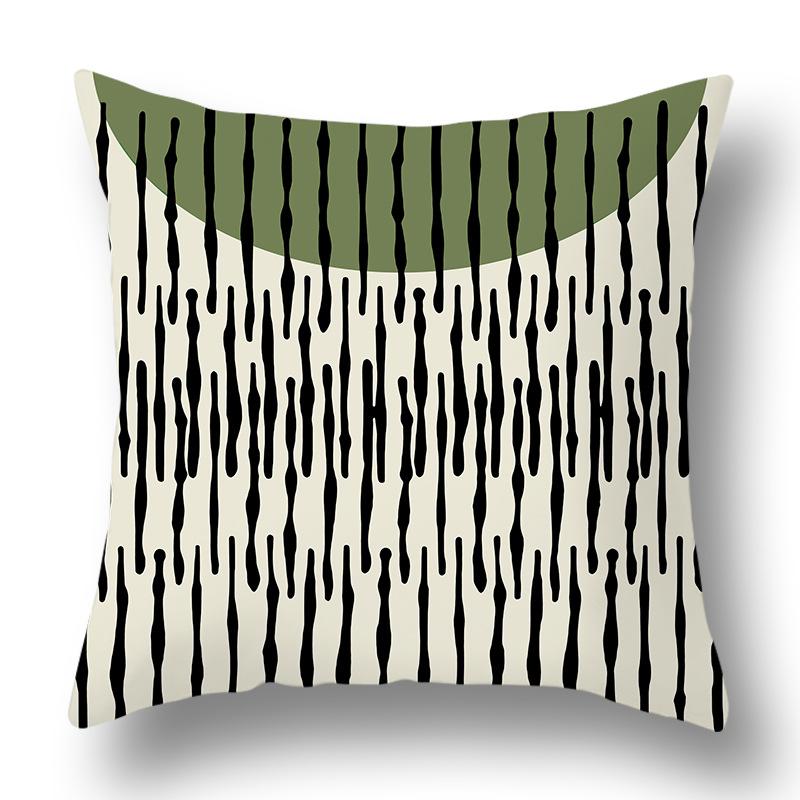 Nordic Abstract Green Geometric Pillowcase Flower Print Home Petal Velvet Pillow Cushion Cover