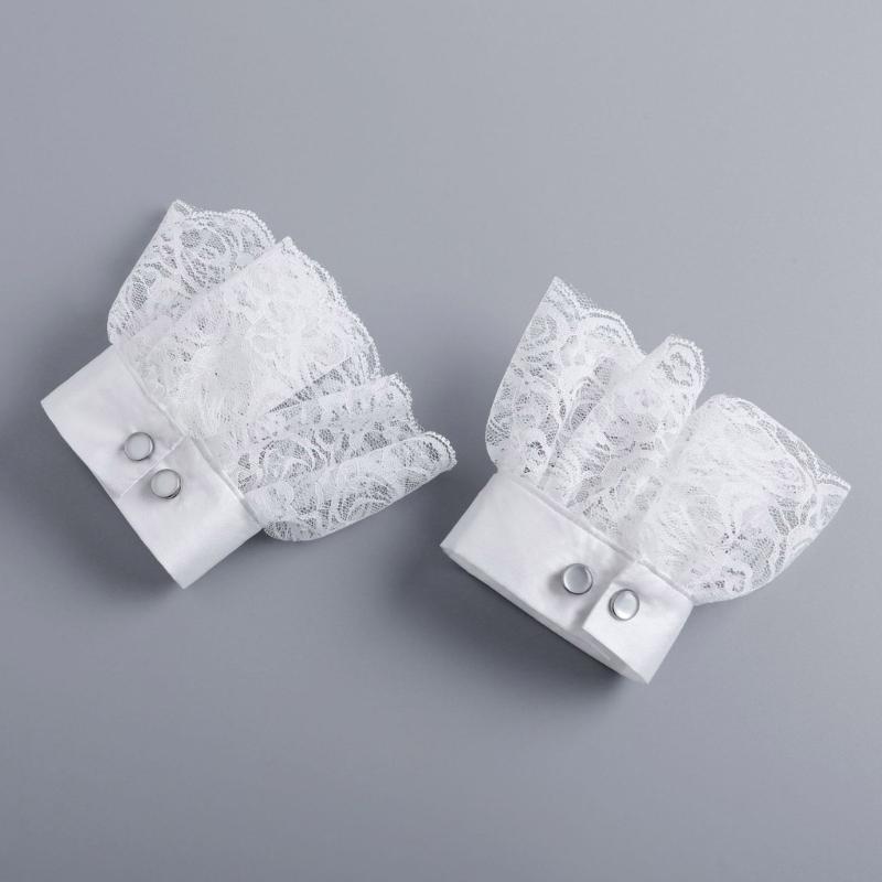 Lace Ruff Collar Wrist Cuffs for Girls Renaissance Victorian Play Medieval Cosplay Victorian Ruffled Lace Cosplay