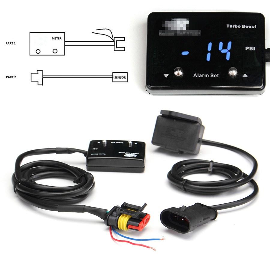 Car Turbo Boost Gauge Blue Mini LED Digital Display DC 12V Plastic Boost Meter Universal For Car Motorcycle Boat Caravan ATV UTV